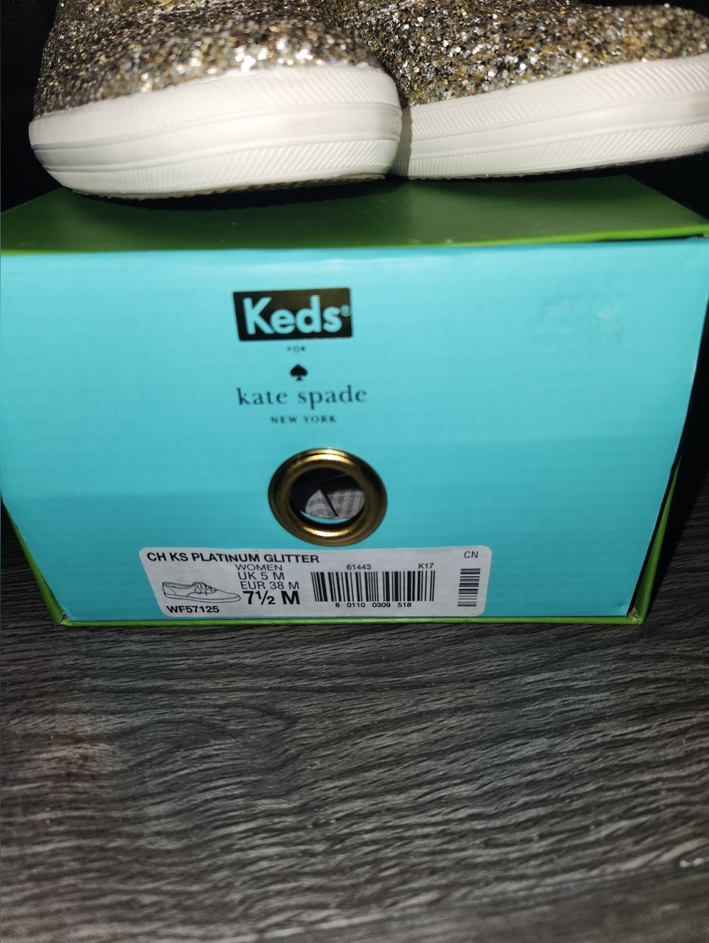 NIB Kate Spade Gold Glitter KEDS 7.5 - Picture 9 of 16